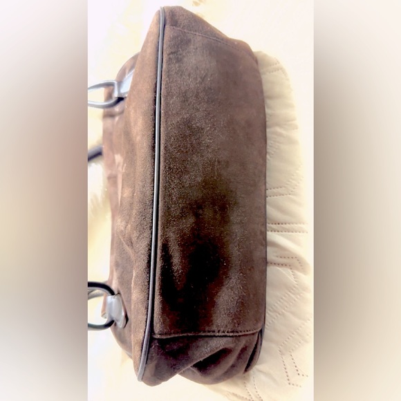 Cole Haan brown Suede Bag, 13” X 6” Blue interior, easy to clean!! Excellent bag - Picture 9 of 10